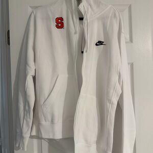 Nike Men’s White Zip-Up Hoodie with Syracuse S Logo - L - NWT